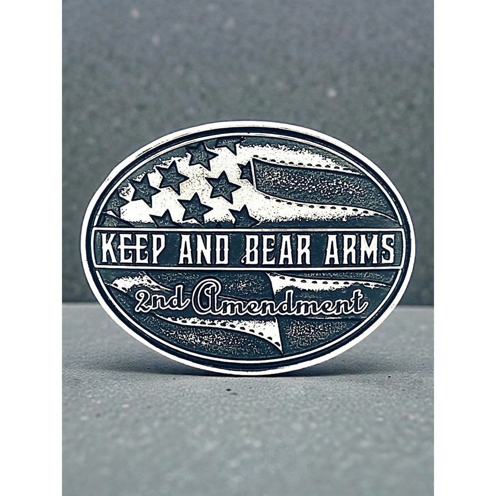 Montana Silversmiths Keep and Bear Arms 2nd Amendment Belt Buckle Silver NEW!